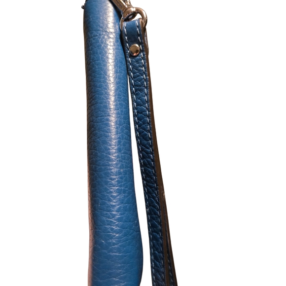 Michael Kors Navy Leather Wristlet with Gold Logo - Picture 6 of 7